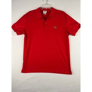 Lacoste Mens Red Short Sleeve Classic Fit Pique Polo Shirt Size 4 Medium